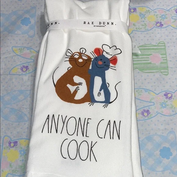 Rae Dunn Pixar ratatouille remy Anyone Can Cook Kitchen Towel Set - Picture 2 of 3